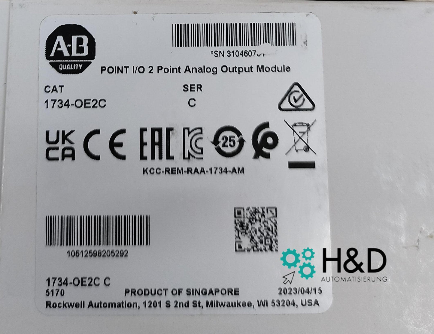 1734-OE2C Allen-Bradley Module de sortie analogique Neuf et scellé