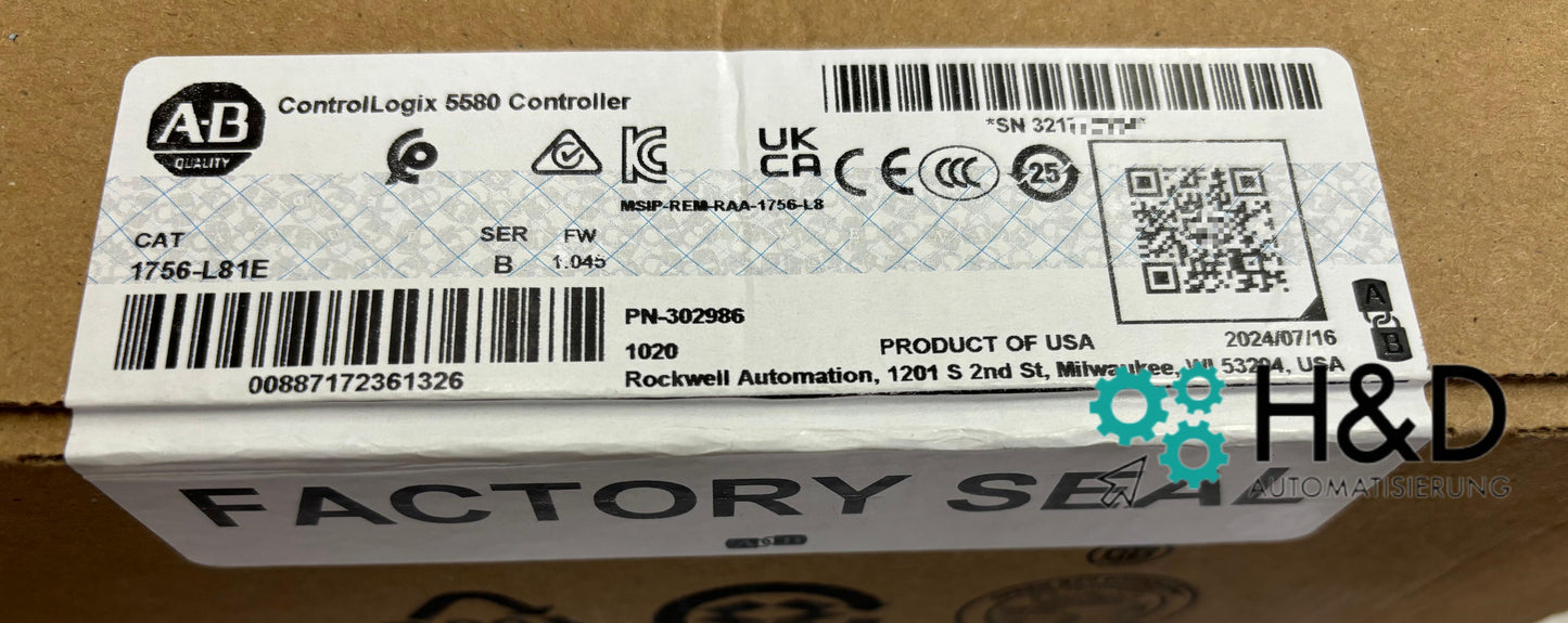 1756-L81E Allen-Bradadley ControlLogix 5580 Controller 【New and Sealed】