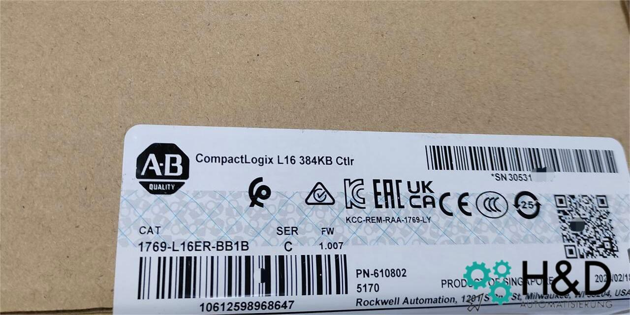 1769-L16ER-BB1B Allen-Bradley CompactLogix 【New and Sealed】