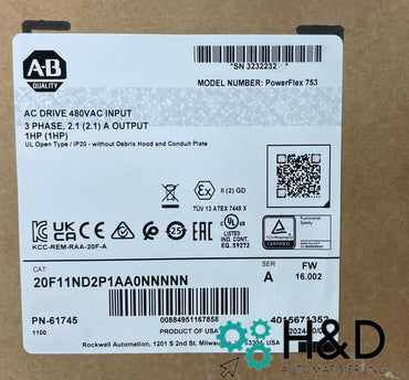 Allen-Bradley PowerFlex 753 – 20F11ND2P1AA0NNNNN, 0.75 kW, 400 V