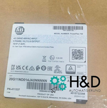 20G11ND014JA0NNNNN Allen-Bradley Variateur PowerFlex 755 refroidi par air AC Neuf et scellé
