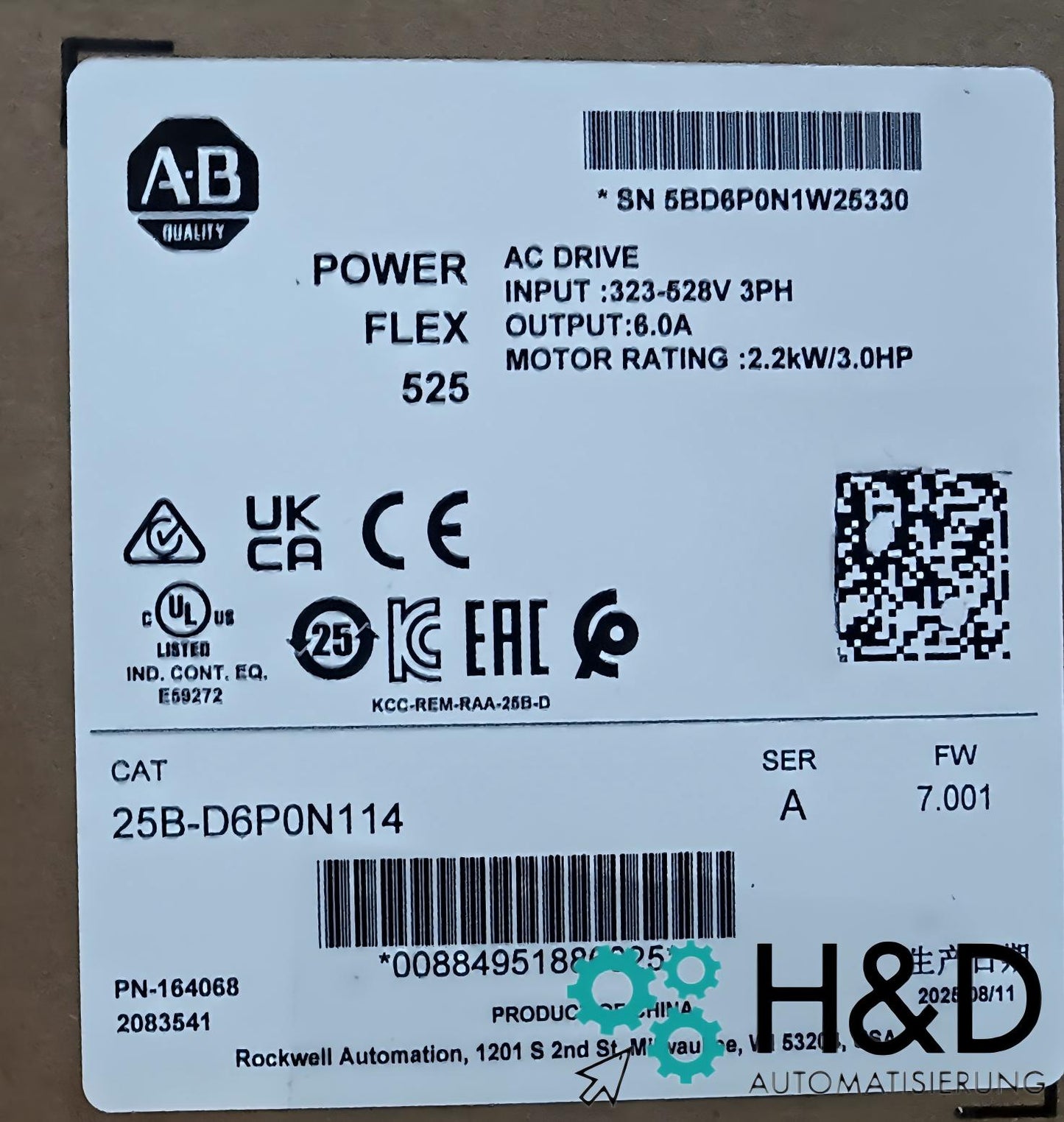 25B-D6P0N114 Allen-Bradley PowerFlex 525 2.2кВт