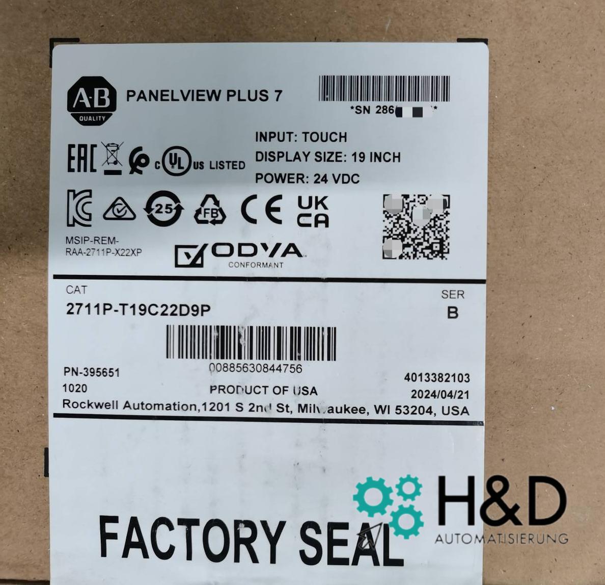 2711P-T19C22D9P Allen-Bradley PanelView Plus 7 Новый и запечатанный