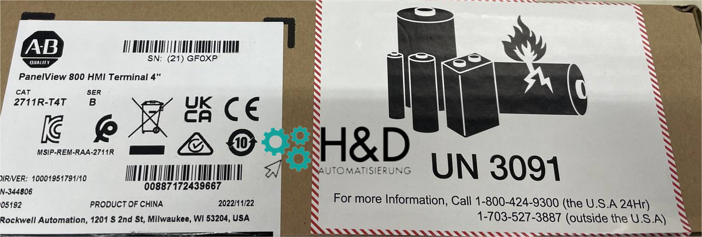 2711R-T4T Allen-Bradley PanelView 800 HMI Color Terminal 4.3-inch New and Sealed