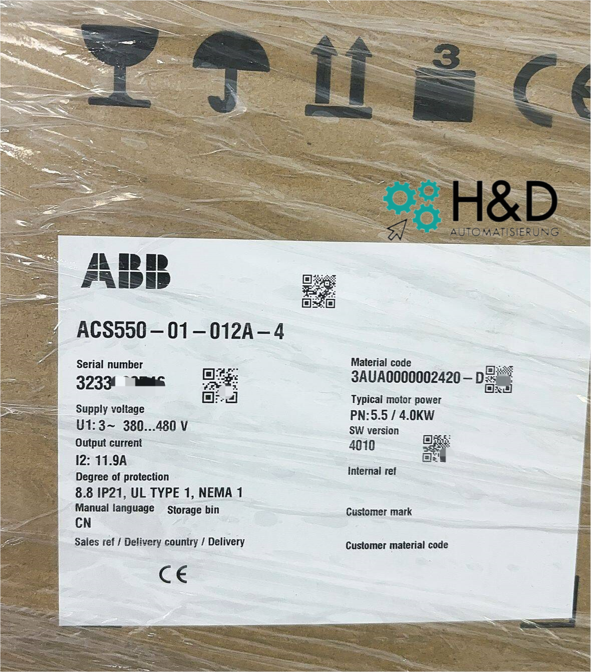 ABB ACS550-01-012A-4 – Инвертор – 11,9 A – 380 V – IP21 – Новый и запечатанный