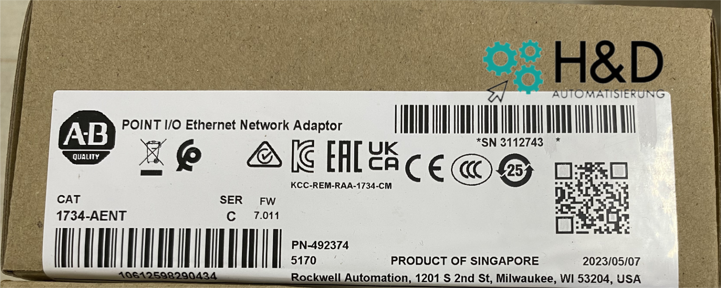 1734-AENT Allen-Bradley Adattatore di Rete, POINT I/O 【Nuovo e Sigillato】