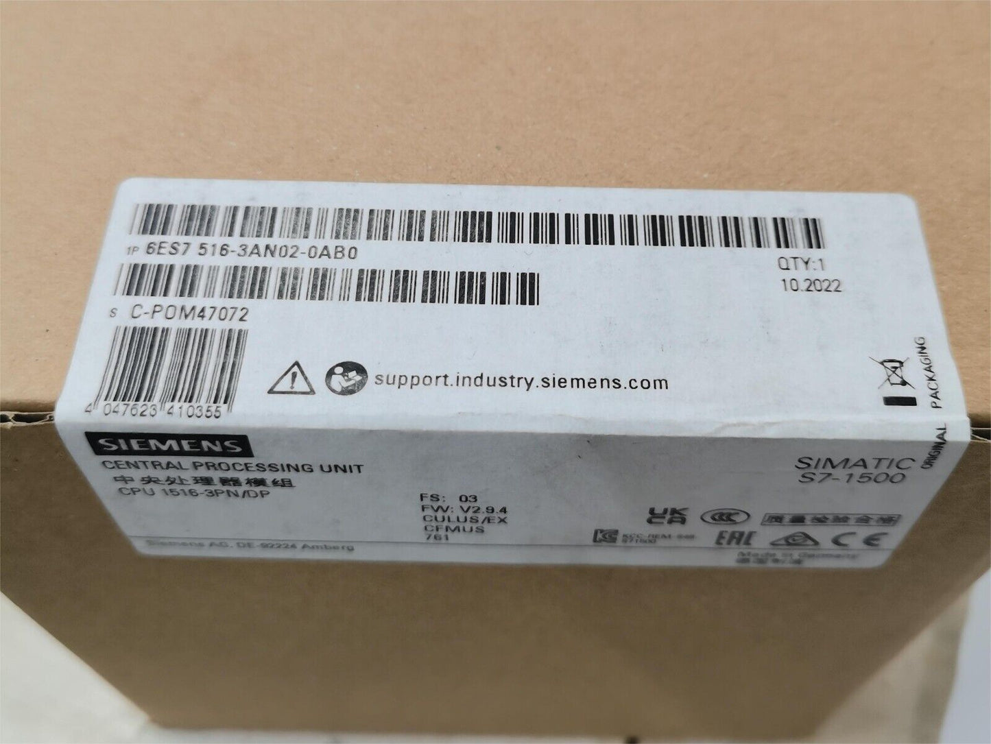 SIMATIC S7-1500 CPU 1516-3 PN/DP 6ES7516-3AN02-0AB0 – Wysokowydajny procesor z interfejsami PROFINET i PROFIBUS