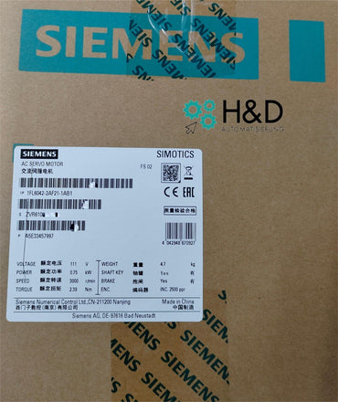 Siemens SIMOTICS S-1FL6 (1FL6042-2AF21-1AB1) – Servomotore sincrono con encoder incrementale, freno di stazionamento e protezione IP65