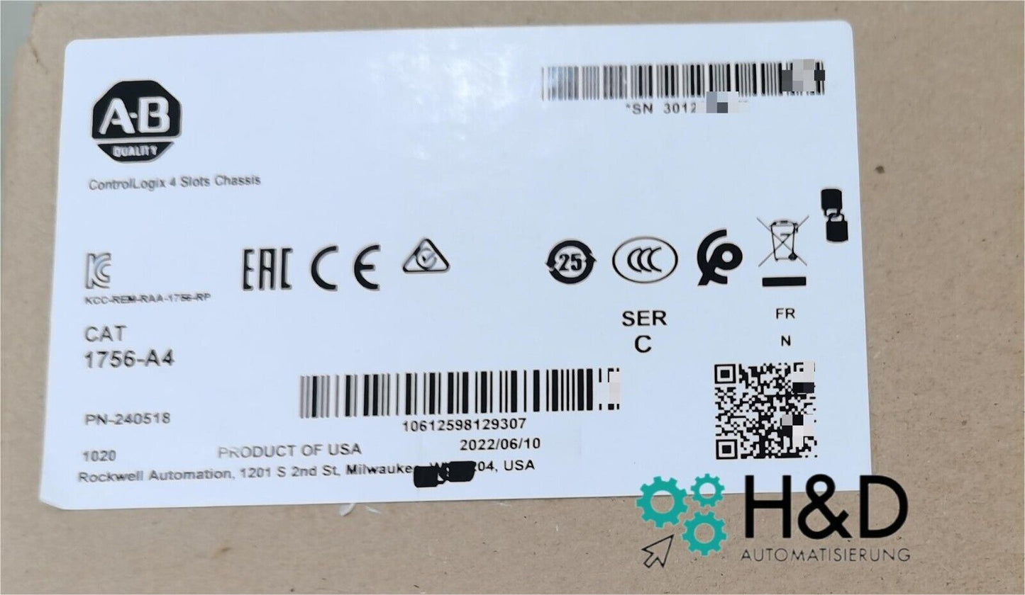 1756-A4 Allen-Bradley ControlLogix Telaio a 4 Slot 【Nuovo e Sigillato】