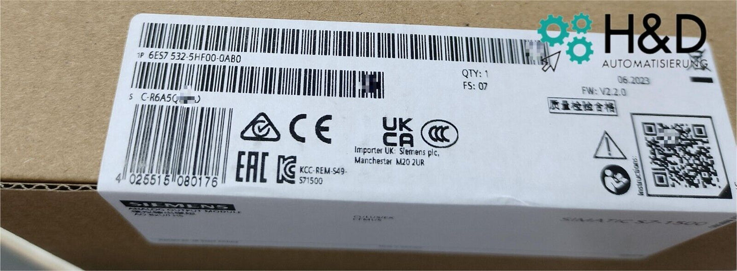 6ES7532-5HF00-0AB0 Siemens SIMATIC S7-1500 module de sortie analogique Neuf et scellé