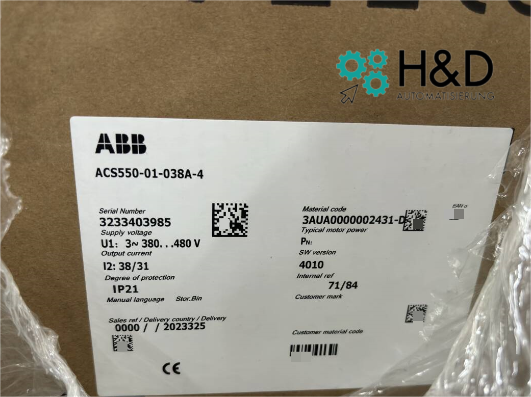 ABB ACS550-01-038A-4 – Inverter – Pn 18,5 kW – I2n 38 A – Nuovo e sigillato