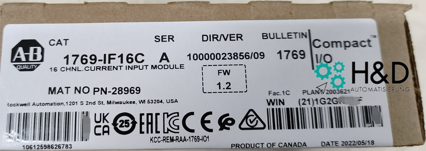 1769-IF16C Allen-Bradley Input Module, CompactLogix 【New and Sealed】