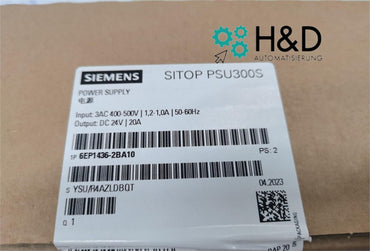 Siemens SITOP PSU300S – 6EP1436-2BA10, Trójfazowe zasilanie, 24V DC, 20A, 480W, 400–500V AC