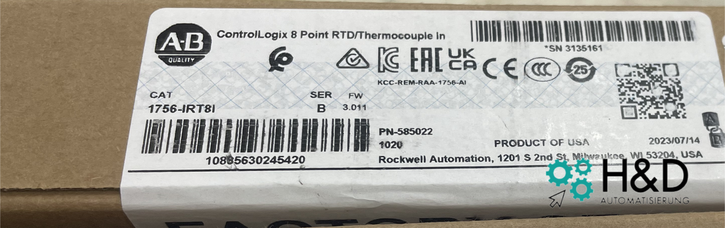 1756-IRT8I Allen-Bradley ControlLogix 8 Punktowy RTD 【Nowy i zaplombowany】