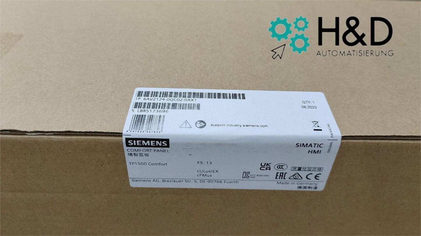 Панель Siemens HMI TP1500 Comfort (6AV2124-0QC02-0AX1) – Новая и Запечатанная
