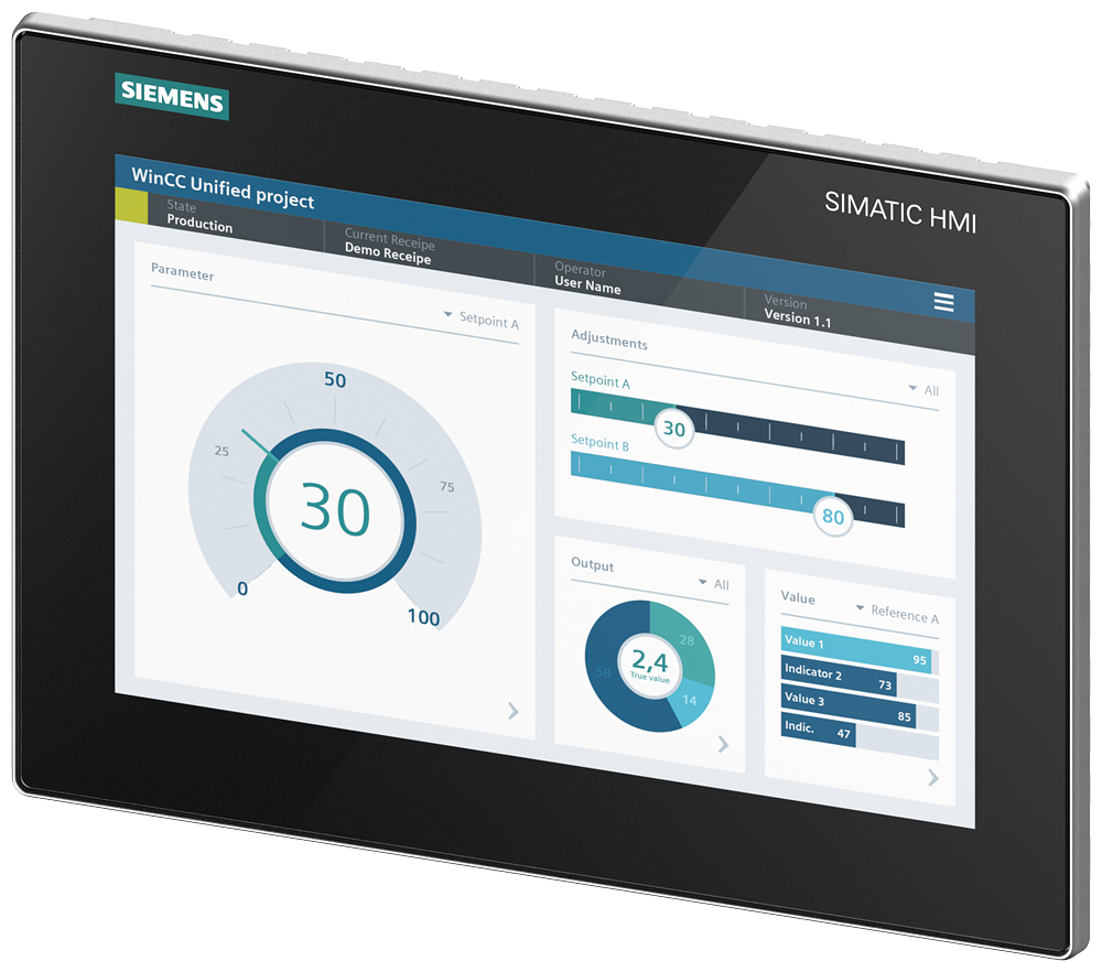 Siemens SIMATIC HMI KTP700 Comfort (6AV2128-3MB06-0AX1) – Écran tactile de 7" avec PROFINET et WinCC Unified