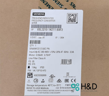 Siemens 6SL3210-1KE11-8AF2 – SINAMICS G120C Variateur de fréquence, 0,55 kW, 380-480 V pour commande efficace de moteur