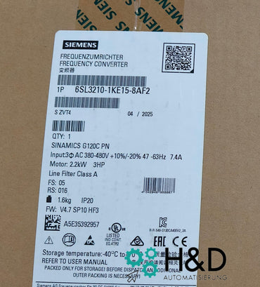 Sinamics G120C 6SL3210-1KE15-8AF2 – Frequency Converter (2.2 kW, 3AC 380–480 V, PROFINET, STO, IP20)