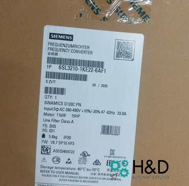 Sinamics G120C 6SL3210-1KE22-6AF1 – Convertidor de frecuencia (11 kW, 3AC 380–480 V, PROFINET, STO, IP20)
