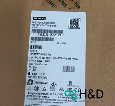 Sinamics G120C 6SL3210-1KE23-2AF1 – Convertidor de frecuencia (15 kW, 3AC 380–480 V, PROFINET, STO, IP20)