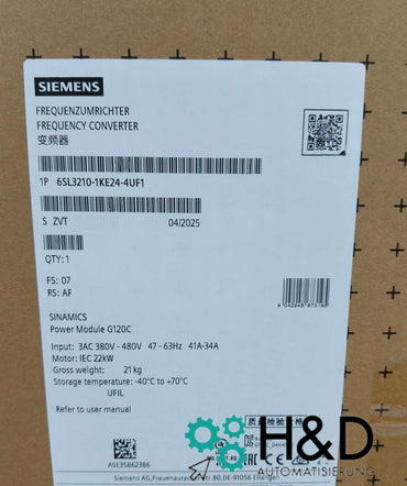 Siemens SINAMICS G120C 6SL3210-1KE24-4UF1 | Module de puissance 22kW non filtré avec PROFINET & Safe Torque Off
