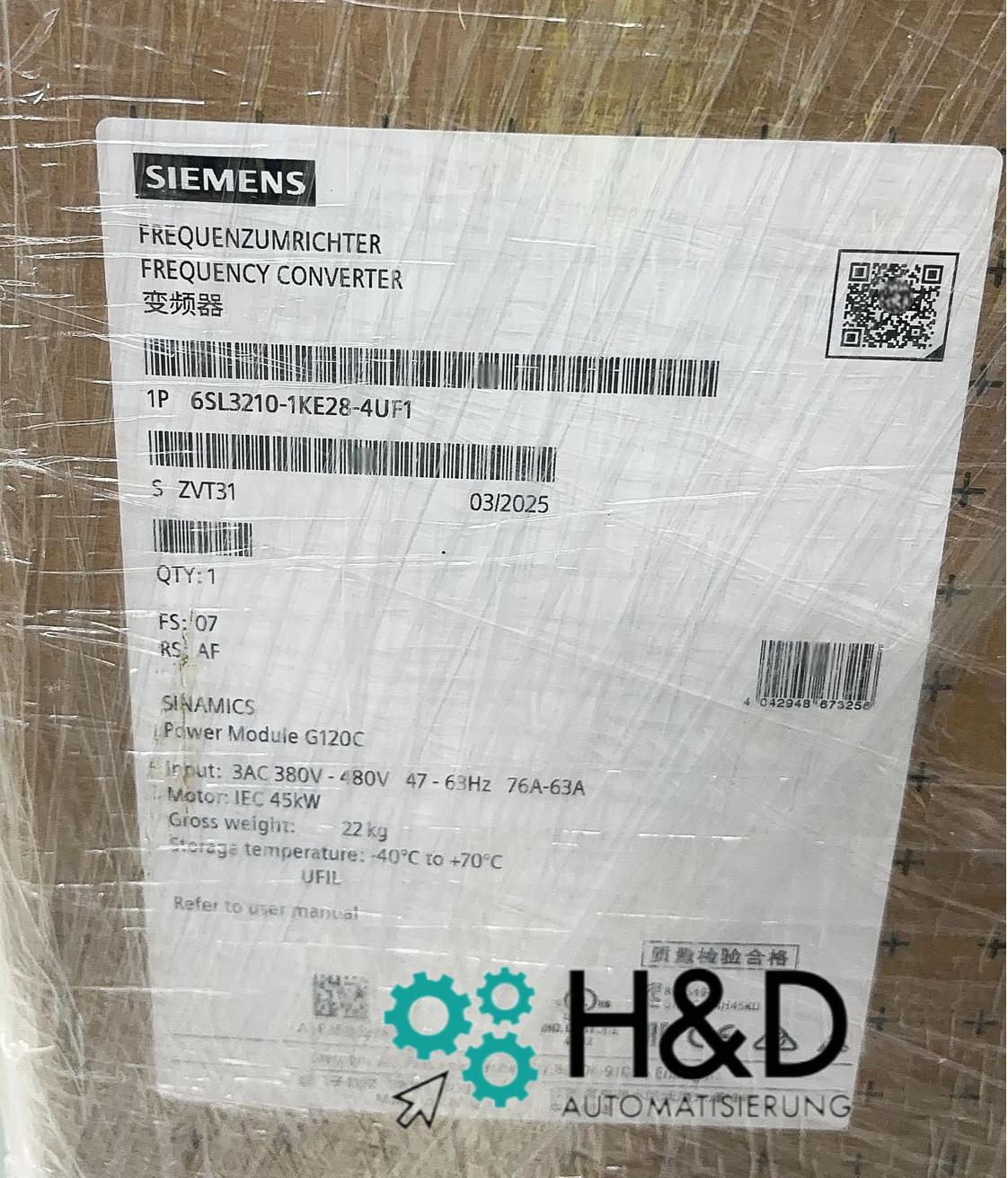 Siemens SINAMICS G120C 6SL3210-1KE28-4UF1 | Modulo di Potenza 45kW non filtrato con PROFINET e Safe Torque Off