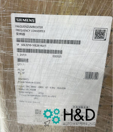 Siemens SINAMICS G120C 6SL3210-1KE28-4UF1 | Module de puissance 45kW non filtré avec PROFINET & Safe Torque Off