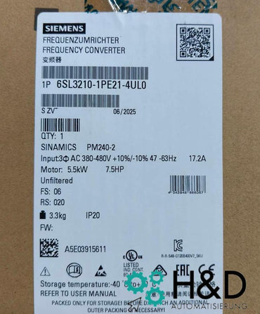 SINAMICS G120C 6SL3210-1PE21-4UL0 – Variador de frecuencia (11 kW, 150% Sobrecarga, PROFINET, Par Seguro Desactivado)
