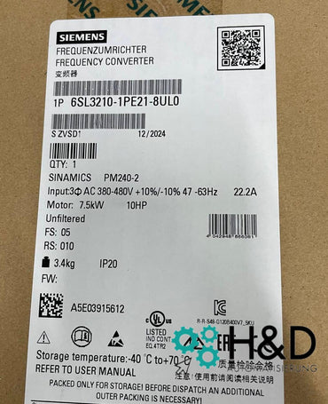 Siemens SINAMICS Módulo de potencia PM240-2 sin filtro con freno chopper integrado (6SL3210-1PE21-8UL0)