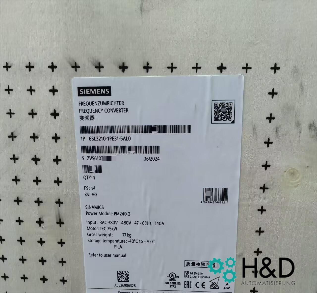 6SL3210-1PE31-5AL0 SIEMENS SINAMICS G120 МОДУЛЬ ПИТАНИЯ PM240-2 Новый и Запечатанный