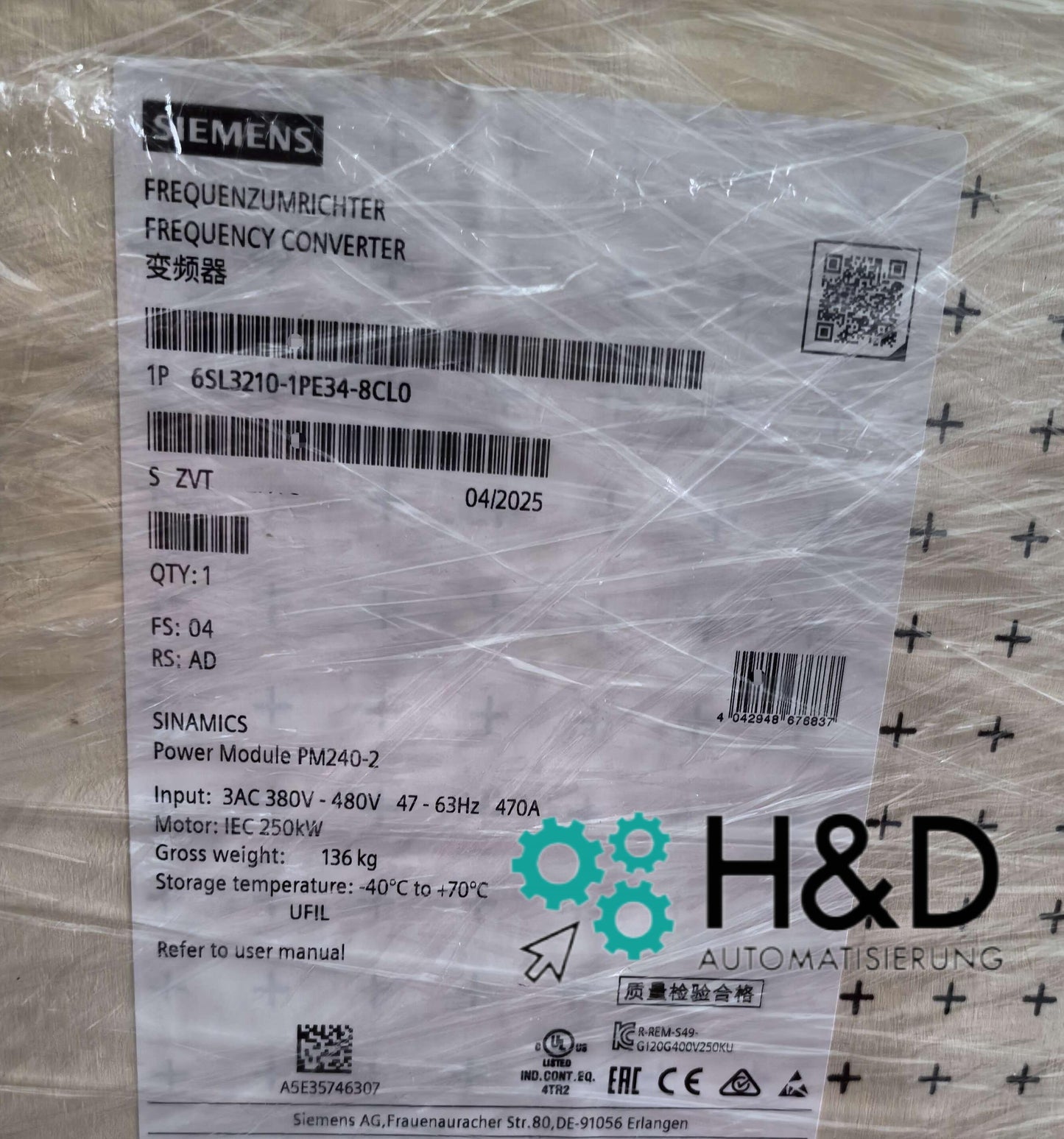Siemens SINAMICS G120/S120 PM240-2 FSG C3 6SL3210-1PE34-8CL0 | Power Module 200kW mit Brems-Chopper