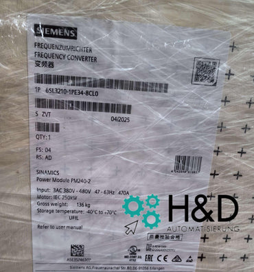 Siemens SINAMICS G120/S120 PM240-2 FSG C3 6SL3210-1PE34-8CL0 | Moduł zasilania 200kW z hamulcem chopperowym