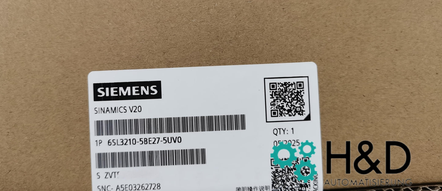 6SL3210-5BE27-5UV0 Siemens SINAMICS V20 380-480 V Nuovo e Sigillato