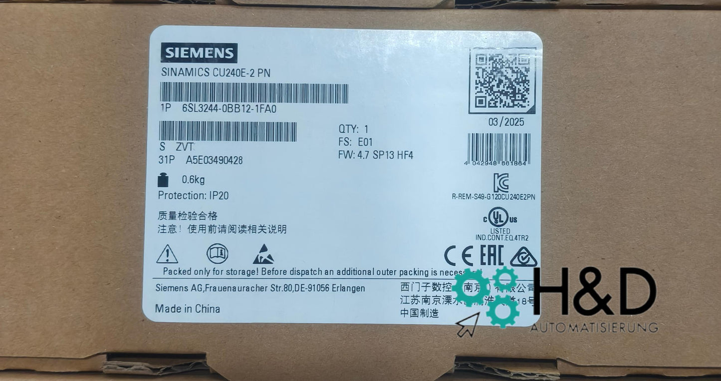 6SL3244-0BB12-1FA0 SIEMENS SINAMICS G120 CONTROL New and sealed