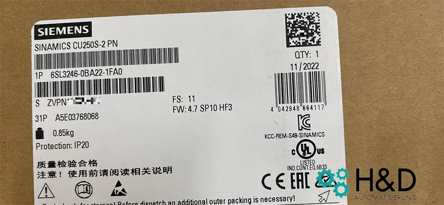 6SL3246-0BA22-1FA0 SIEMENS SINAMICS G120 КОНТРОЛЛЕР Новый и Запечатанный