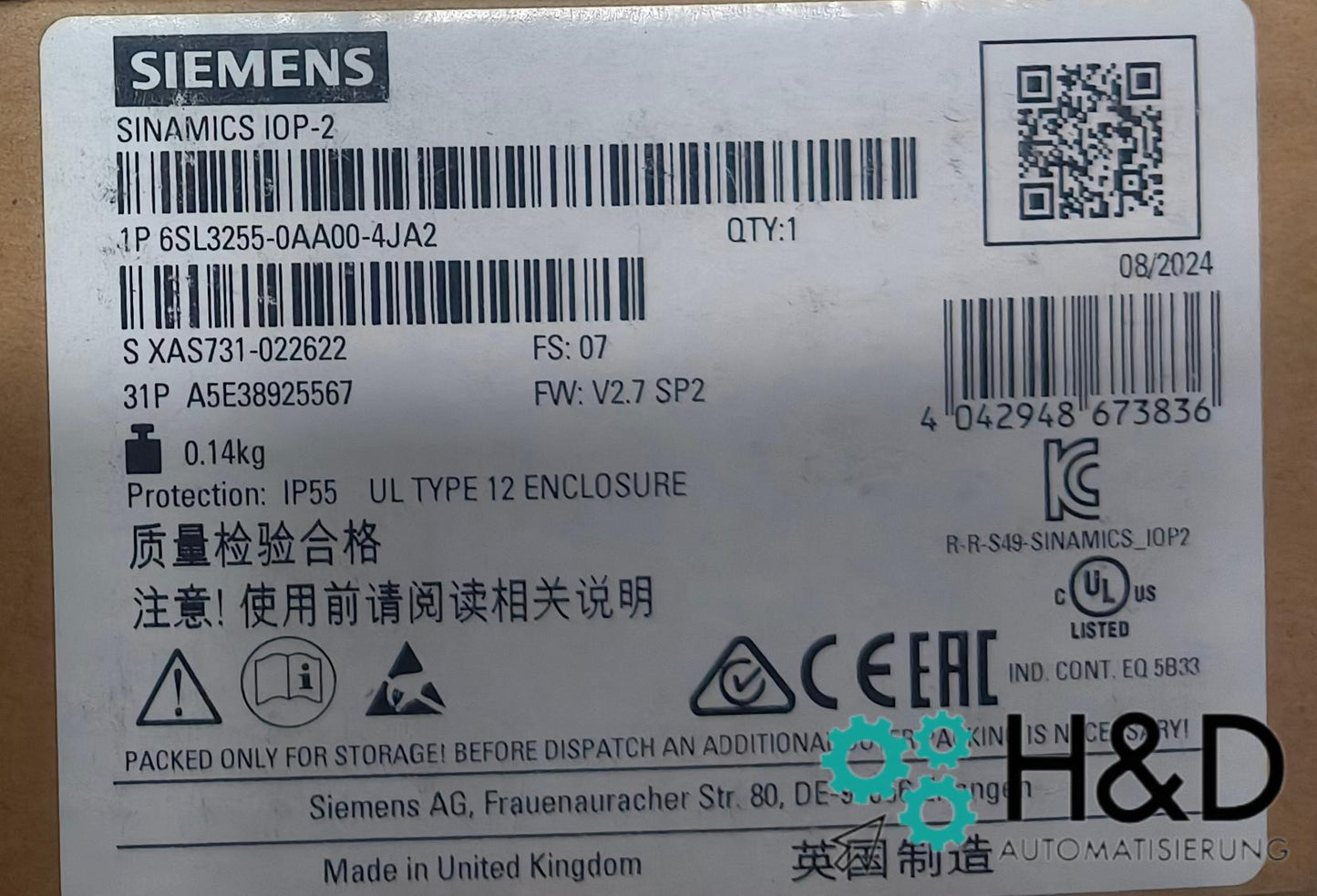 6SL3255-0AA00-4JA2 SIEMENS SINAMICS G Inteligentny Nowy i Zaplombowany