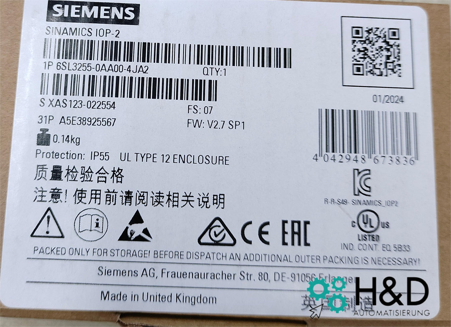 6SL3255-0AA00-4JA2 SIEMENS SINAMICS G Inteligentny Nowy i Zaplombowany