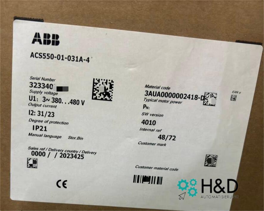 ABB ACS550-01-031A-4 – Inverter – 15 kW – 31 A – 380 V – IP21 – Neu und versiegelt