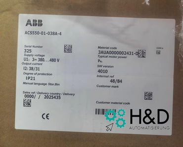 ABB ACS550-01-038A-4 – Onduleur – Pn 18,5 kW – I2n 38 A – Neuf et scellé