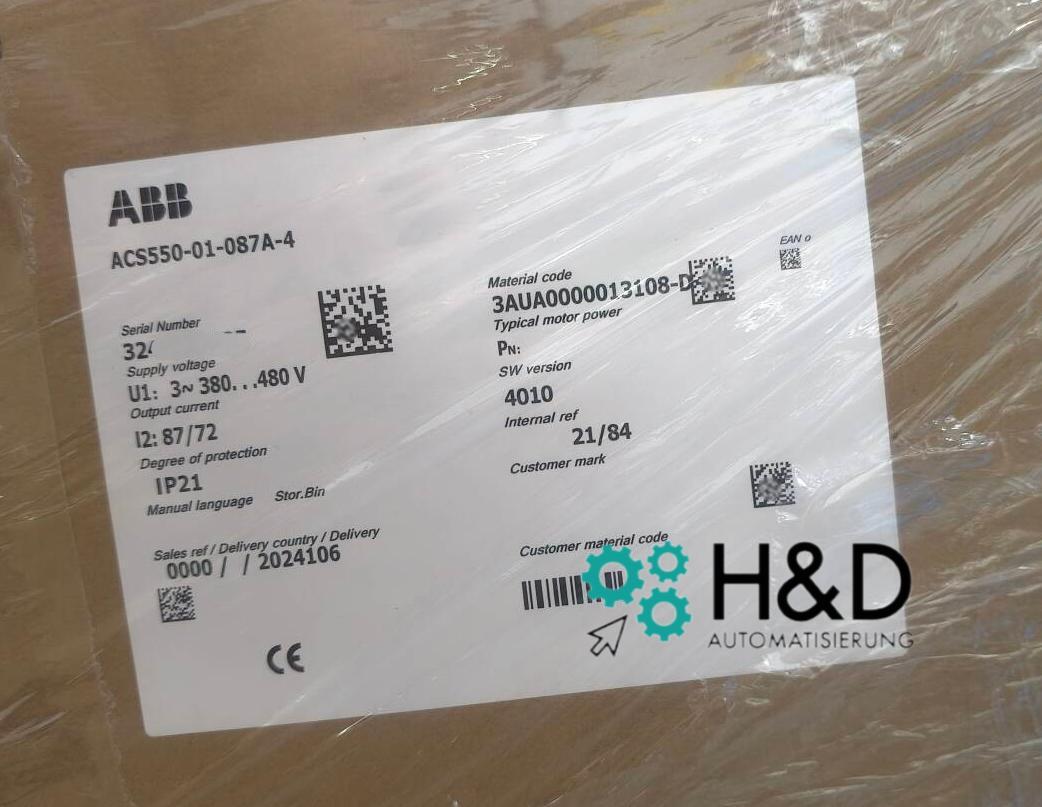 ABB ACS550-01-087A-4 – Inverter – 45 kW – 87 A – 380 V – IP54 – Neu und versiegelt