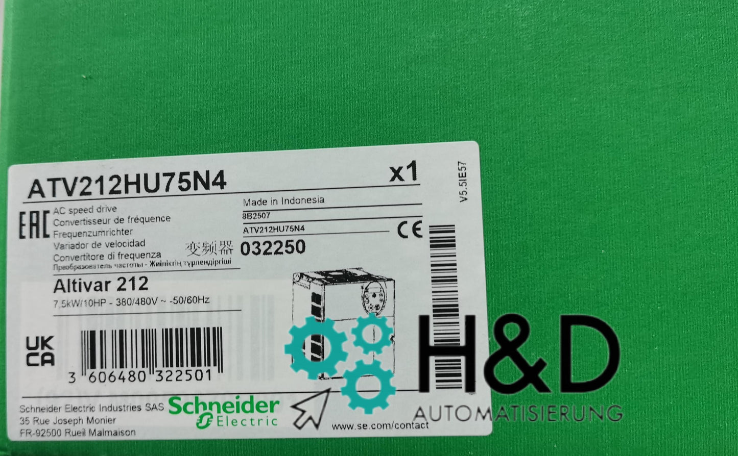 ATV212HU75N4 Schneider Electric Inverter di frequenza ATV212, 7,5kW, 480V, 3-fasi, EMC, IP21
