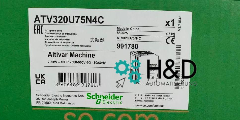 ATV320U75N4C Schneider Electric Variateur ATV320, 7.5kW