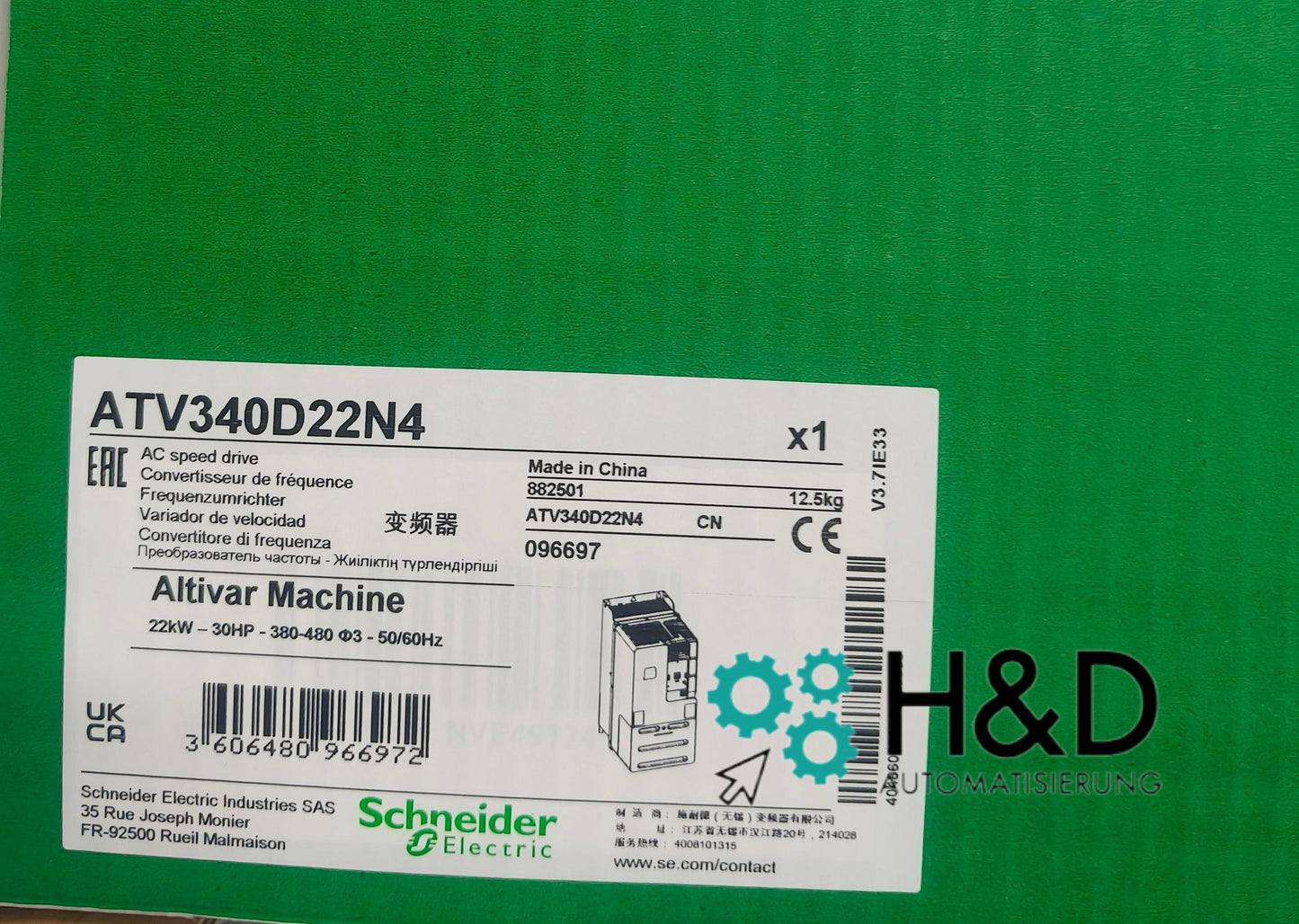 ATV340D22N4 Schneider Electric Convertidor ATV340, 22kW