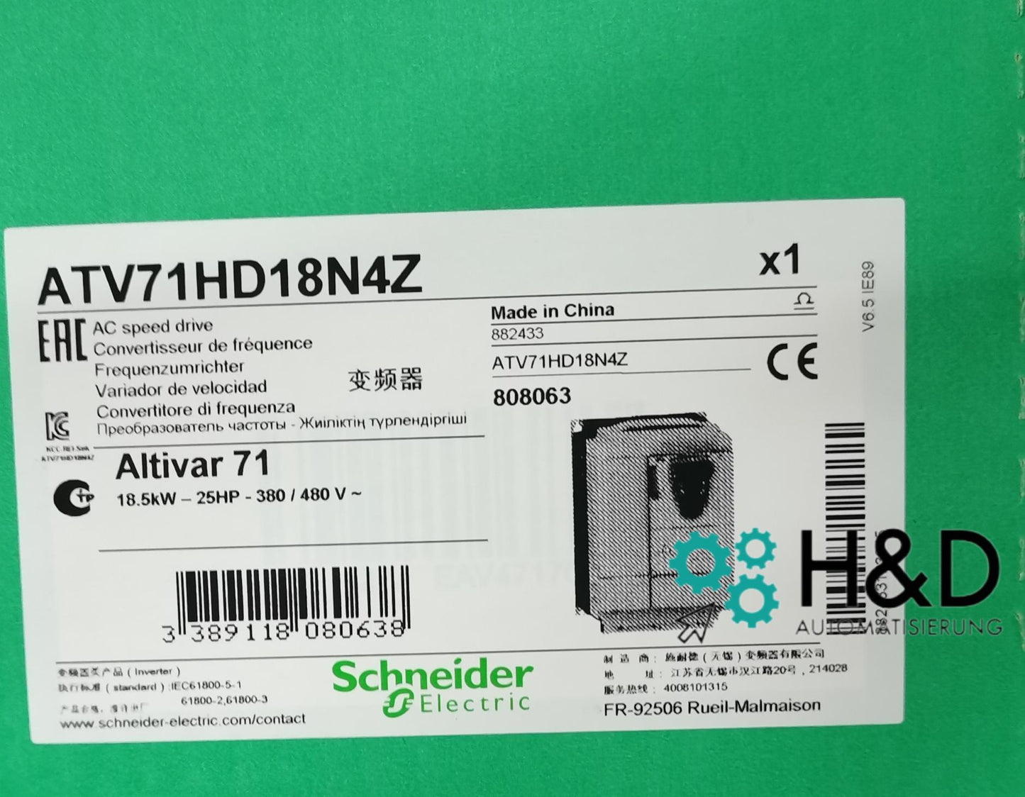 ATV71HD18N4Z Schneider Electric Inverter di frequenza ATV71, 18,5kW 25HP, 480V, filtro EMC