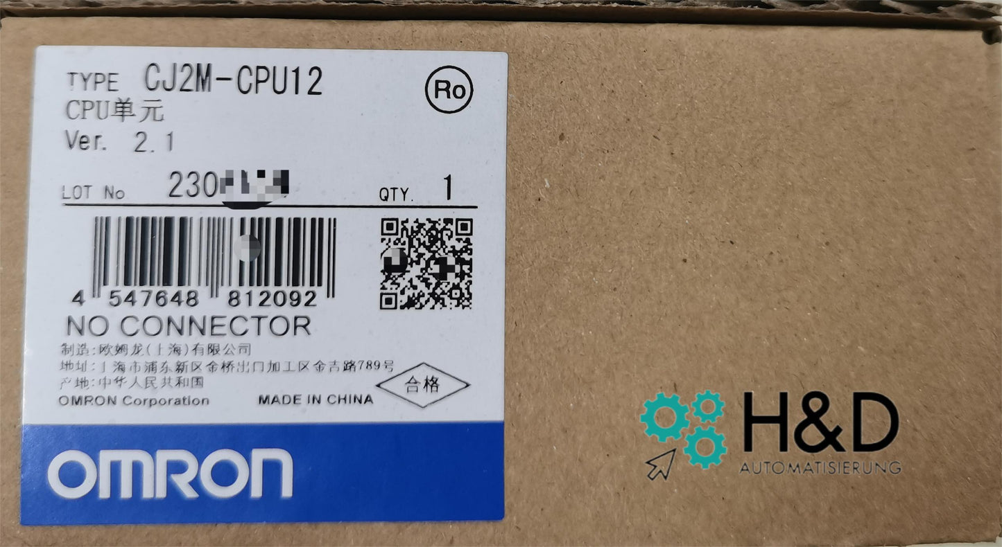Omron CJ2M-CPU12 CPU, programme 10K étapes, mémoire de mots de données 32K, 2560 E/S Emacstores