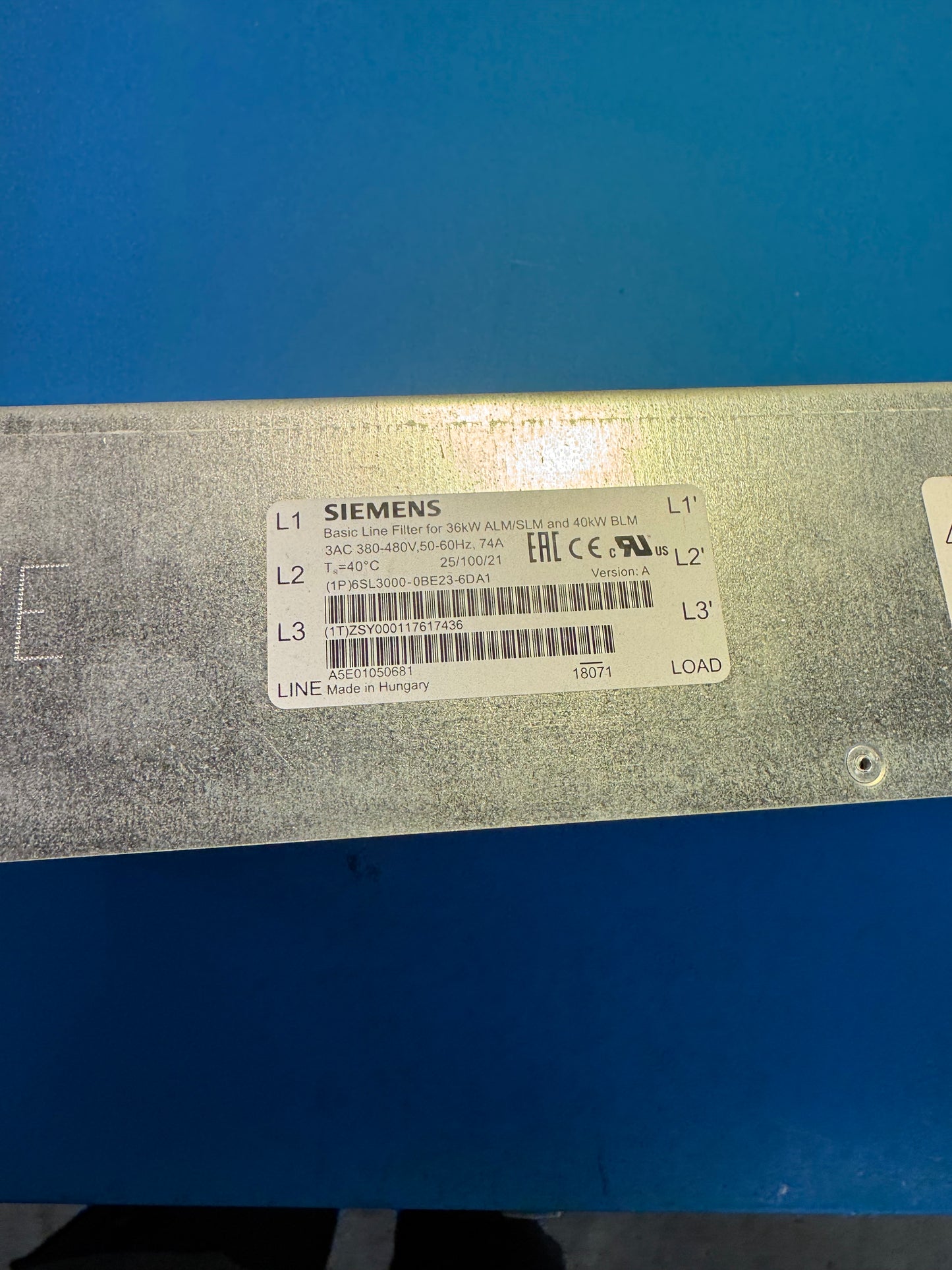Filtro básico Siemens para 36kW ALM/SLM y 40kW BLM