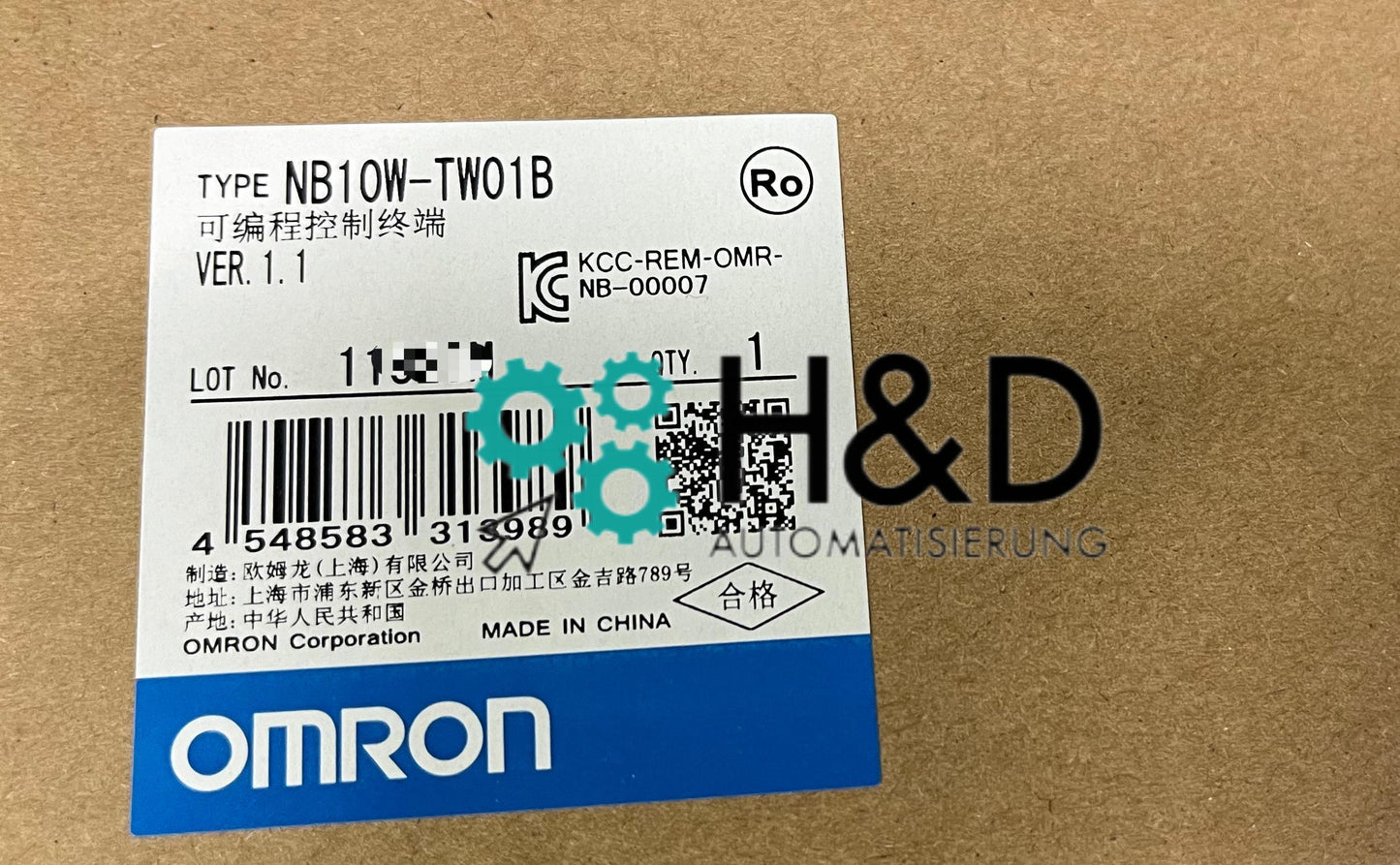 Omron NB10W-TW01B – 10.1" TFT color touchscreen HMI, 800 × 480 px, IP65