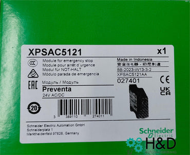 XPSAC5121 Schneider Electric Bloc de sécurité arrêt d'urgence, 3 relais+1 transistor, 24 VAC/DC, fixe
