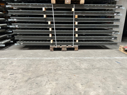 Narrow roller conveyor with belt 40cm wide