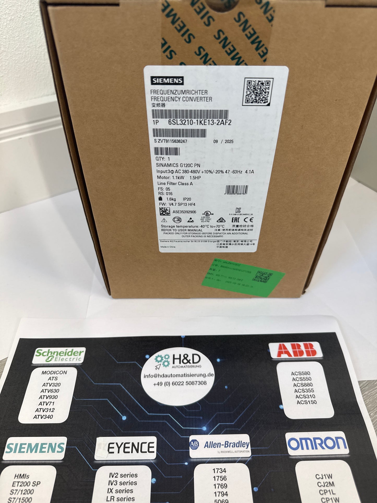 Sinamics G120C 6SL3210-1KE13-2AF2 – Frequenzumrichter (1,1 kW, 3AC 380–480 V, PROFINET, STO, IP20)